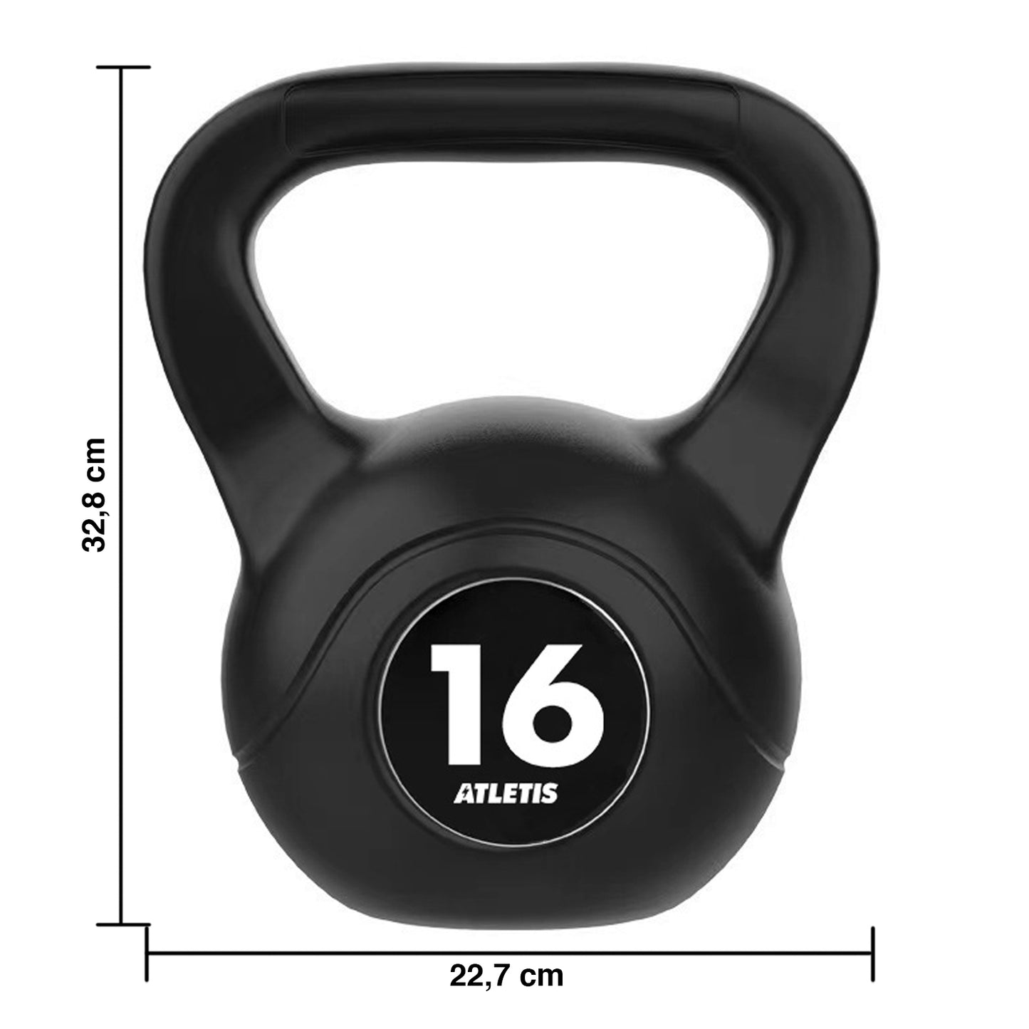 Kettlebell Mancuerna Pesa Rusa Cemento 16 Kg Negro