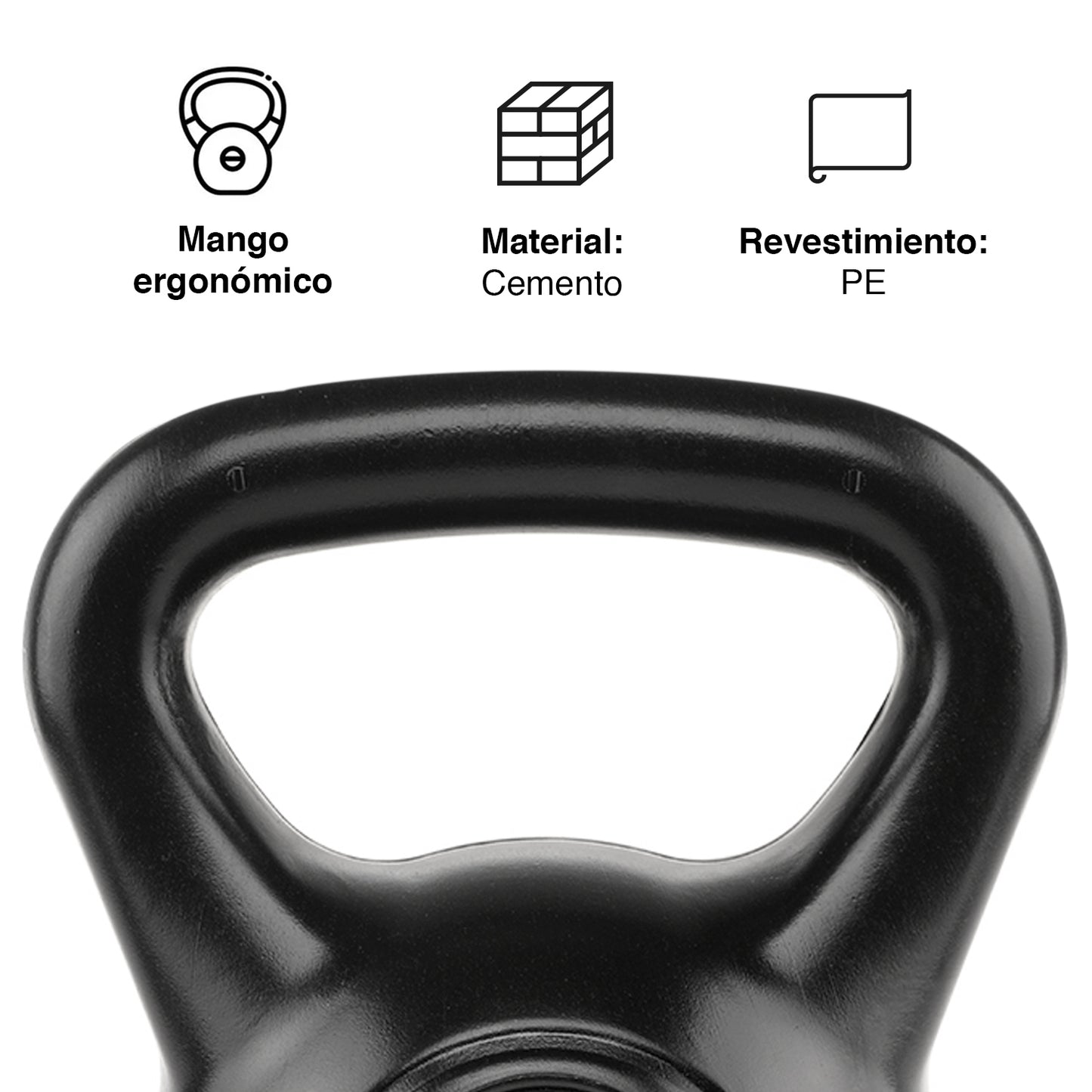 Kettlebell Mancuerna Pesa Rusa Cemento 12 Kg Negro