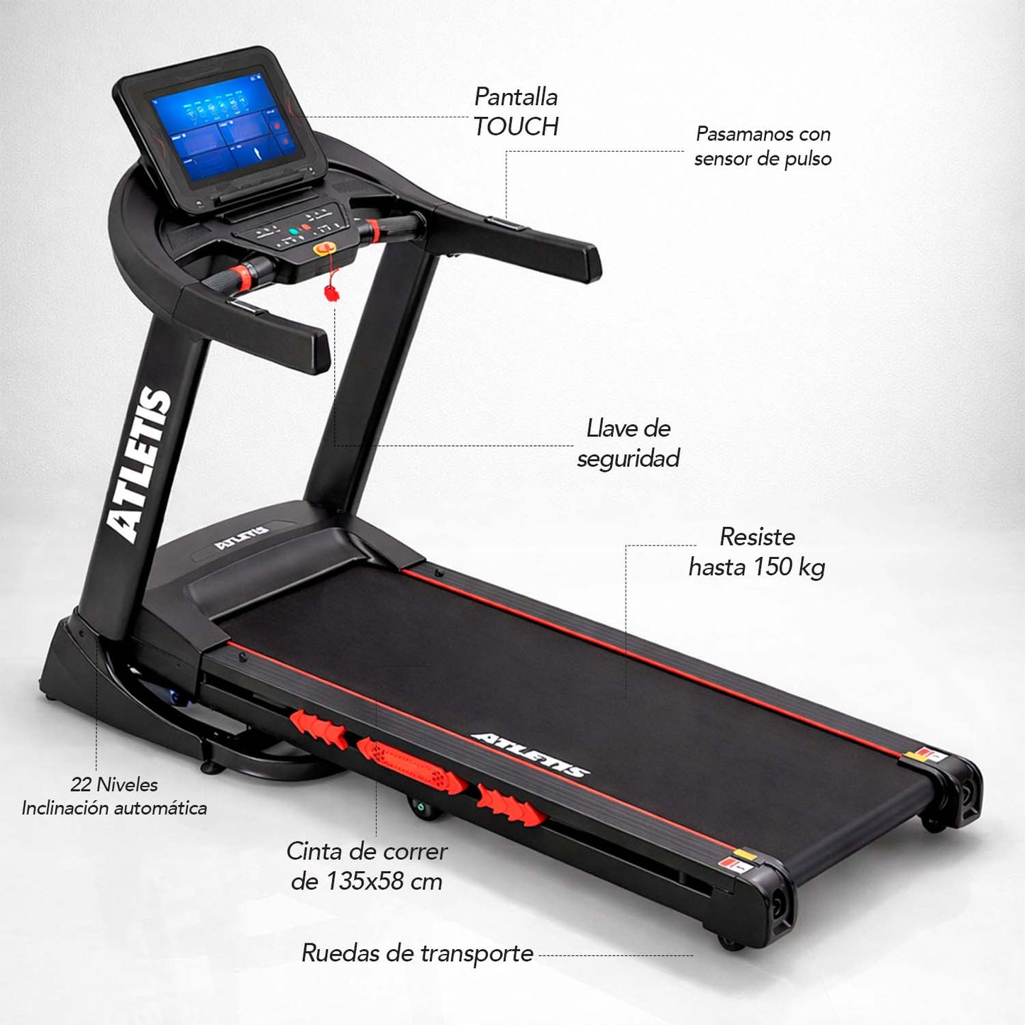 Trotadora Profesional X3000 20 km/h 3.0 HP Pantalla Táctil