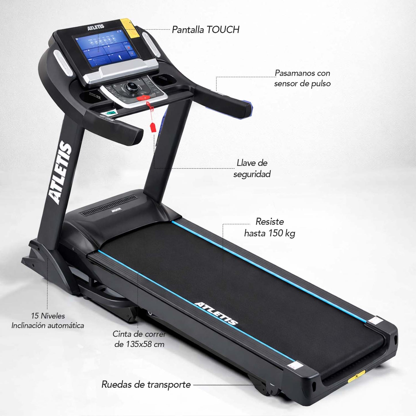 Trotadora Profesional X3500 20 km/h 3.5 HP Pantalla Táctil