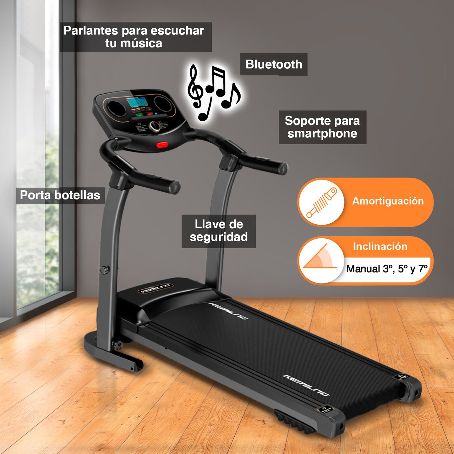 Trotadora M201 Bluetooth Negro