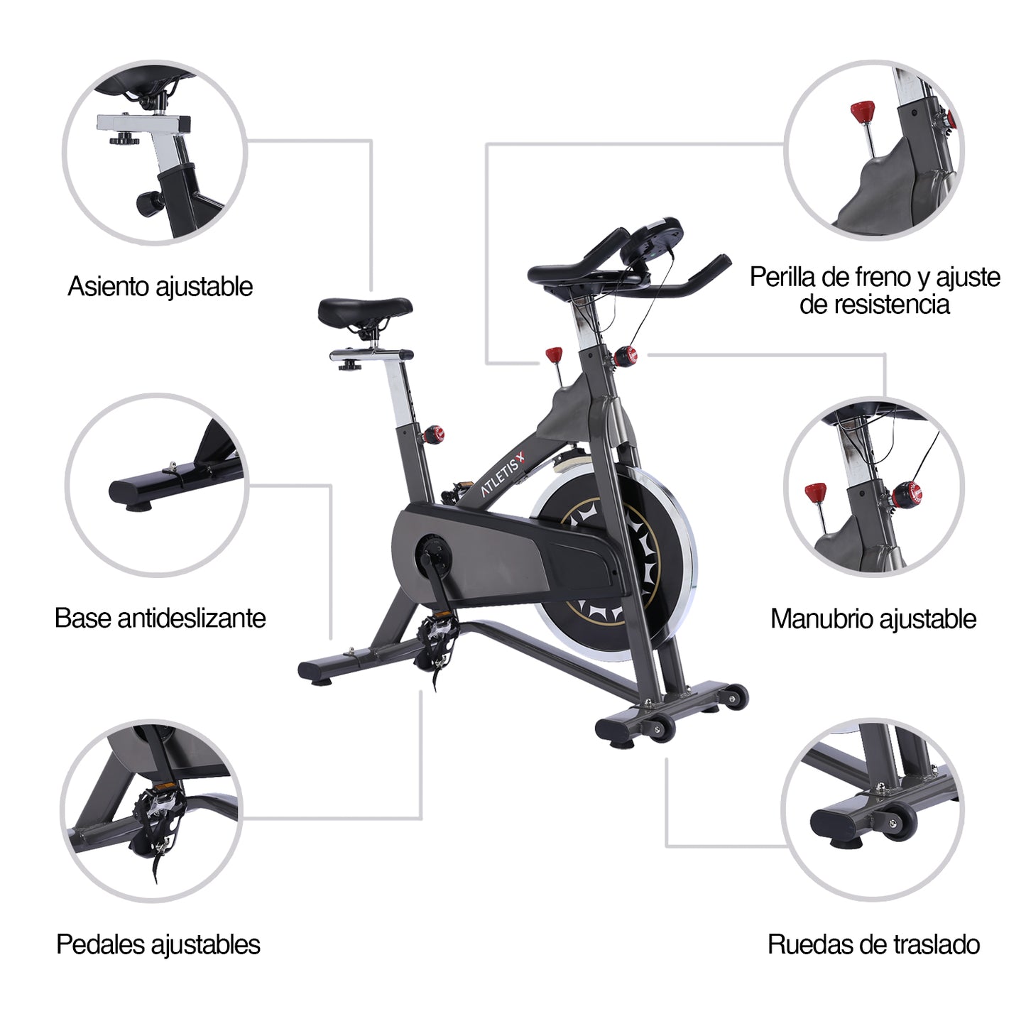 Bicicleta Spinning Sport Volante 10 Kg Gris