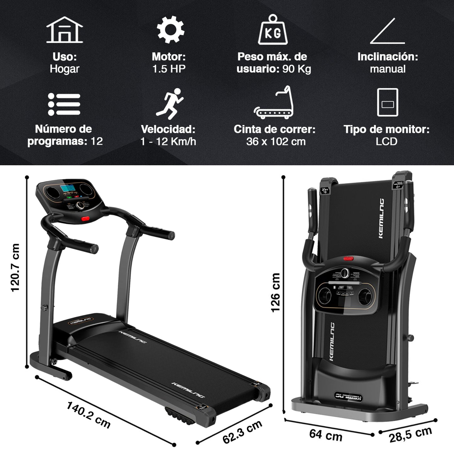 Trotadora M201 Bluetooth Negro