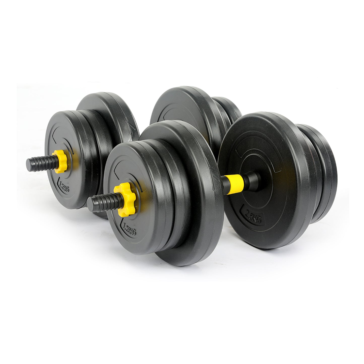 Set Barra y Mancuernas Ajustable 20 Kg Amarillo