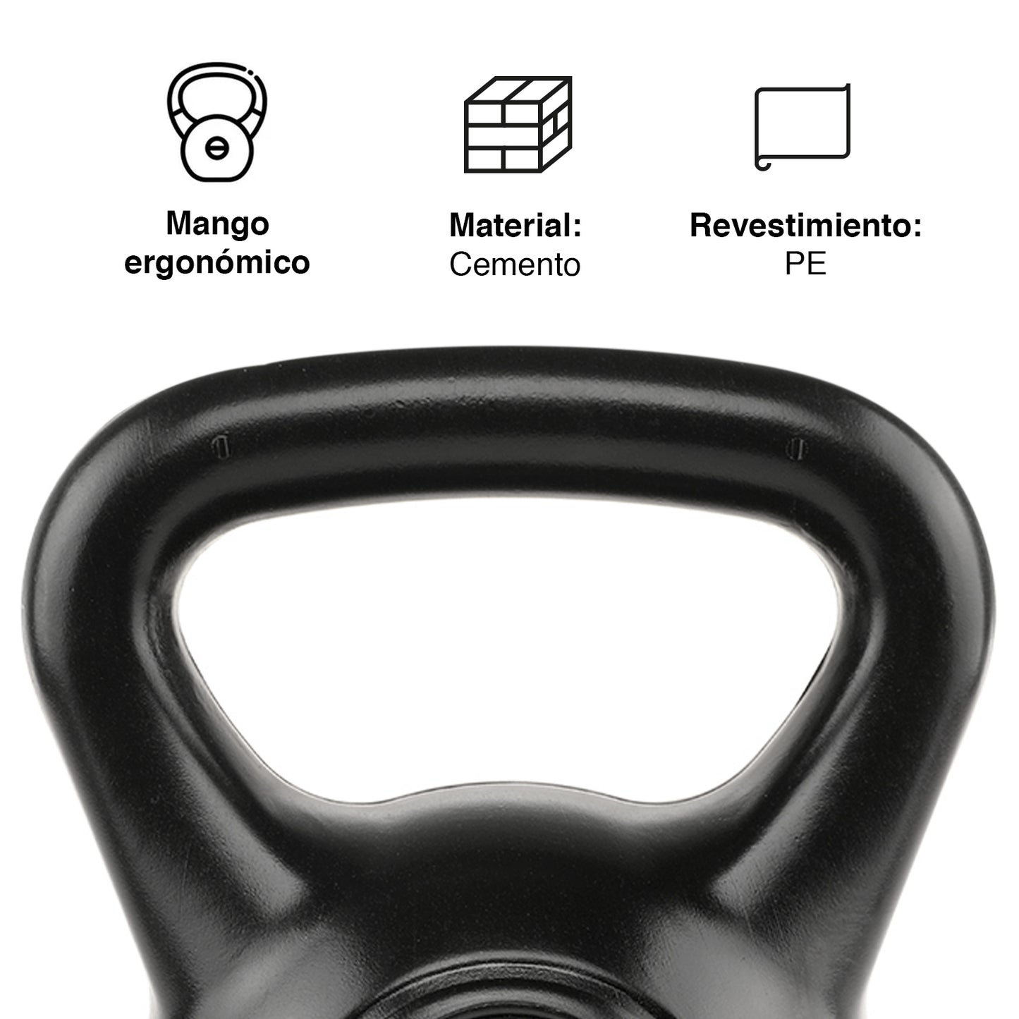 Kettlebell Mancuerna Pesa Rusa Cemento 16 Kg Negro