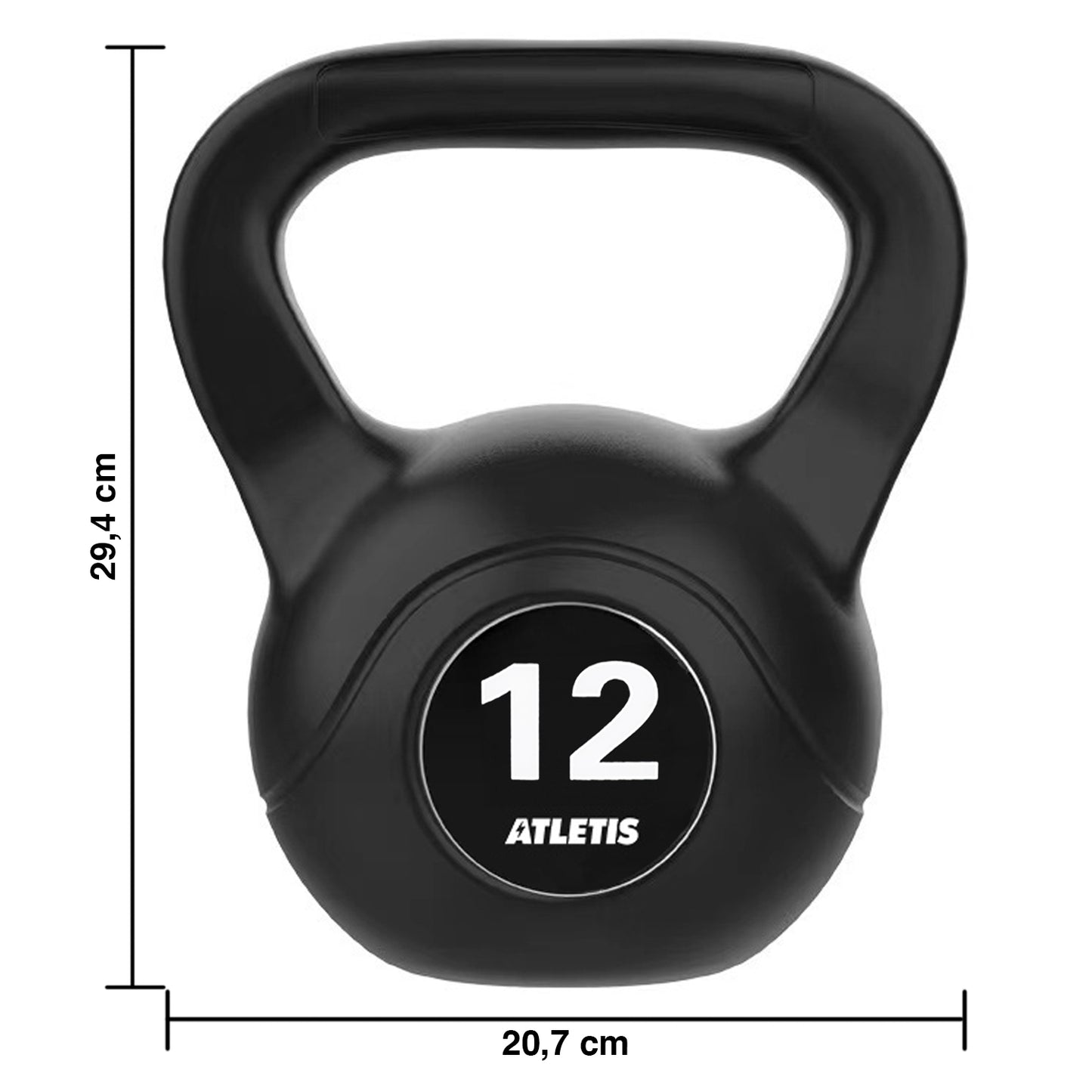 Kettlebell Mancuerna Pesa Rusa Cemento 12 Kg Negro